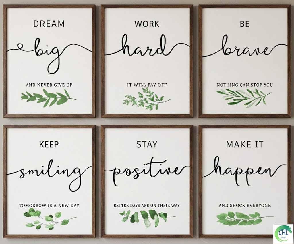 LANCHI95 6 Pcs Inspirational Wall Art Office Decor, Positive Affirmations Wall Art Motivational Prints for Office,Bedroom,Living Room,Classroom 8x10in (Slogan- UNFRAMED)