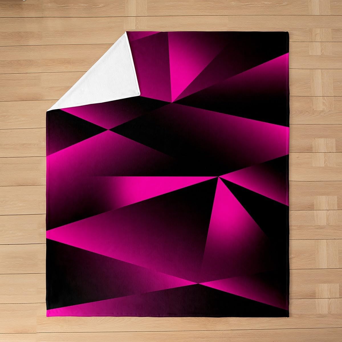 Feelyou Kids Hot Pink Black Plush Throw Blanket, Twin 60"x80" Abstract Art All Season,Bed Blanket for Boys Girls Teens Bedroom Decor Modern Striped Flannel Fleece Blanket Women Men Geometric