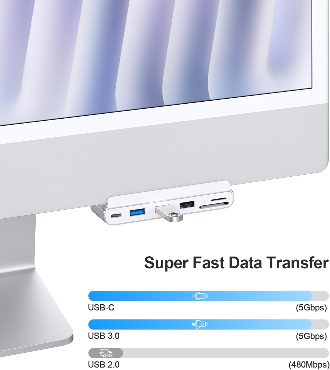 7-in-1 USB C Hub for iMac M1/M3/M4 - USB 3.0 5Gbps, SD/TF Card Reader, Docking Station for iMac 24 inch (M1/M3/M4)
