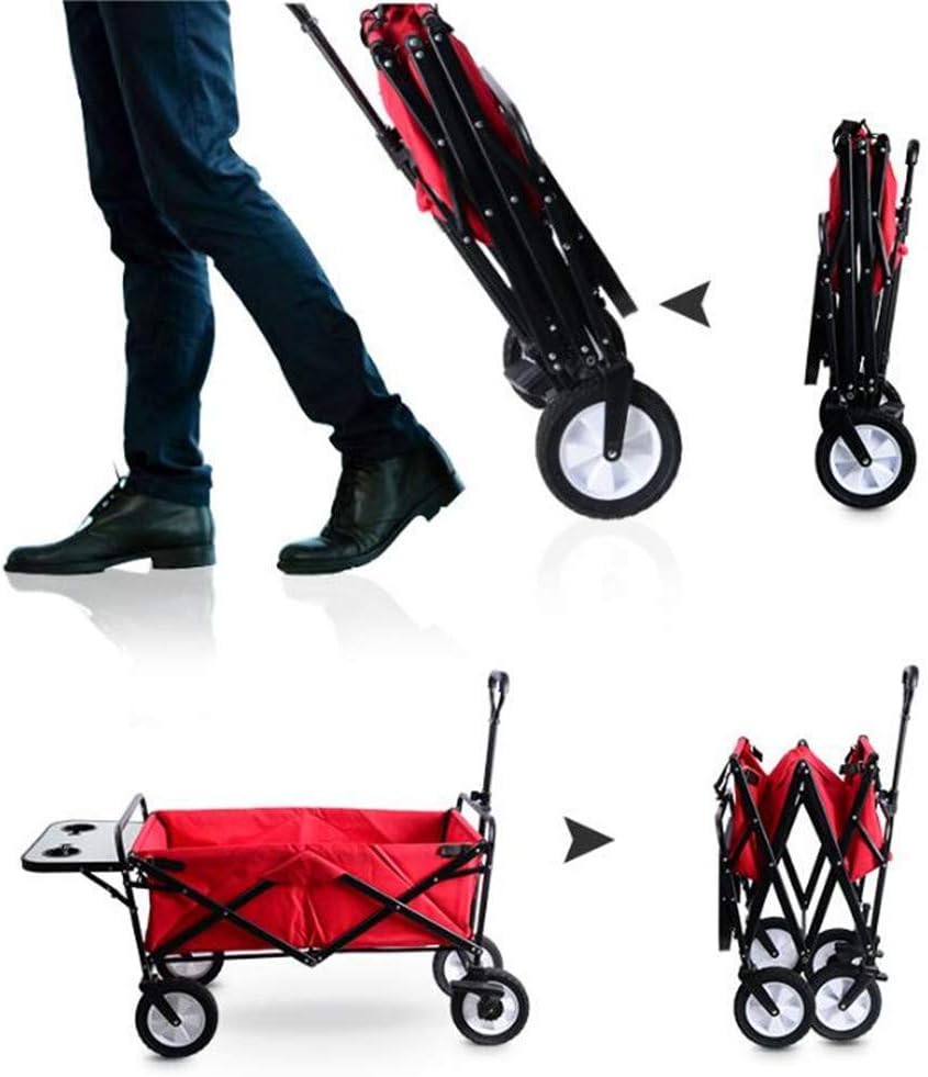 Wagons Utility Garden Cart with Side Table Drink Holders,Utility Collapsible Heavy Duty for Camping Shopping Beach Park,Max 80kg (B) (A)
