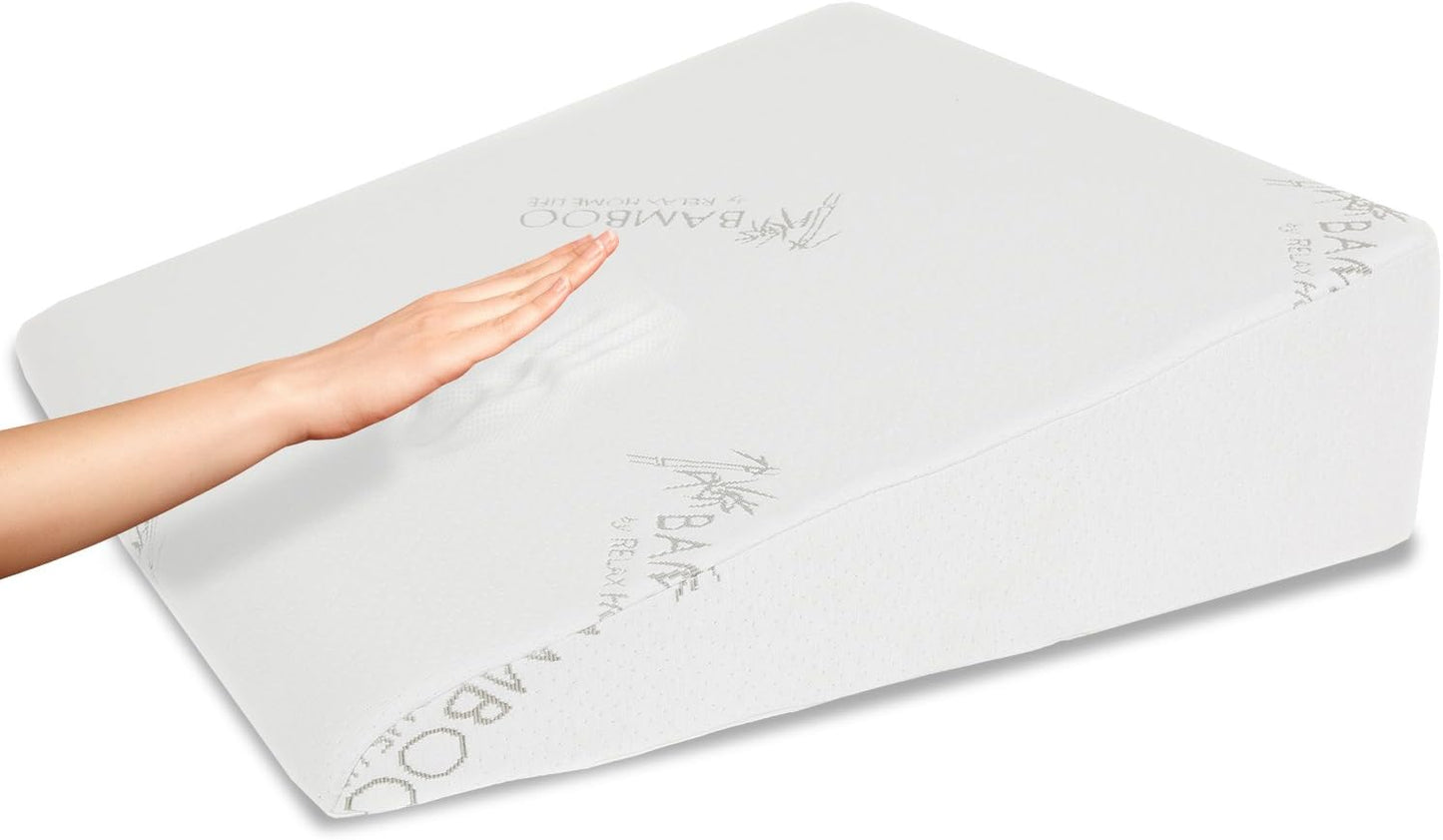7.5 Inch Bed Wedge Pillow for Acid Reflux or Sleeping | 1.5 Inch Memory Foam Top with Stay Cool Cover | Incline Leg Elevation Pillows | Ideal for Gerd, Heartburn, and Snoring (25" Wx26 Lx7.5 H)
