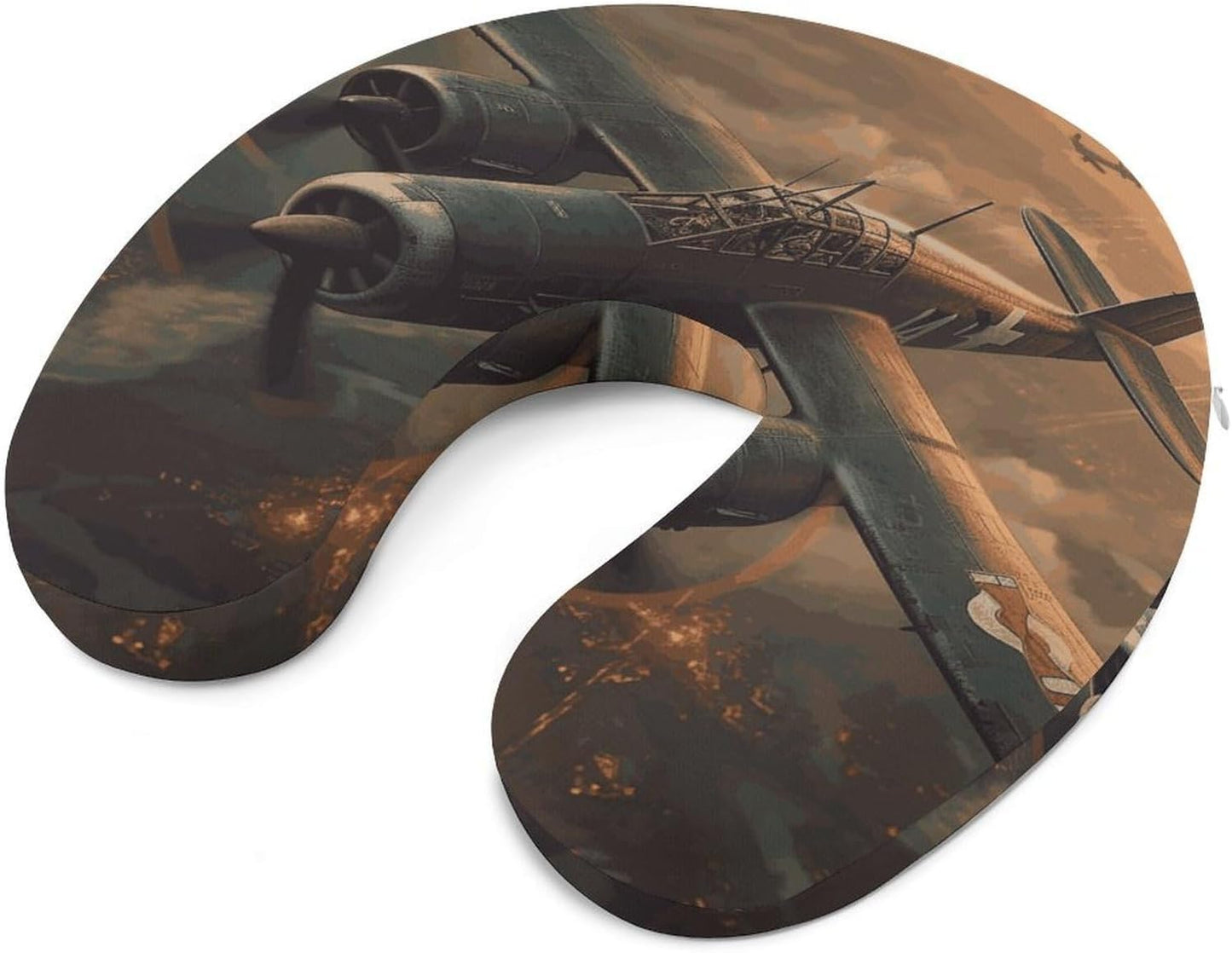 World War Aircraft Neck Pillow Memory Foam U Shaped Pillows Portable Pillows for Shoulder Travel Head Support Pillow with Concealed Zipper for Airplane Car Home Office