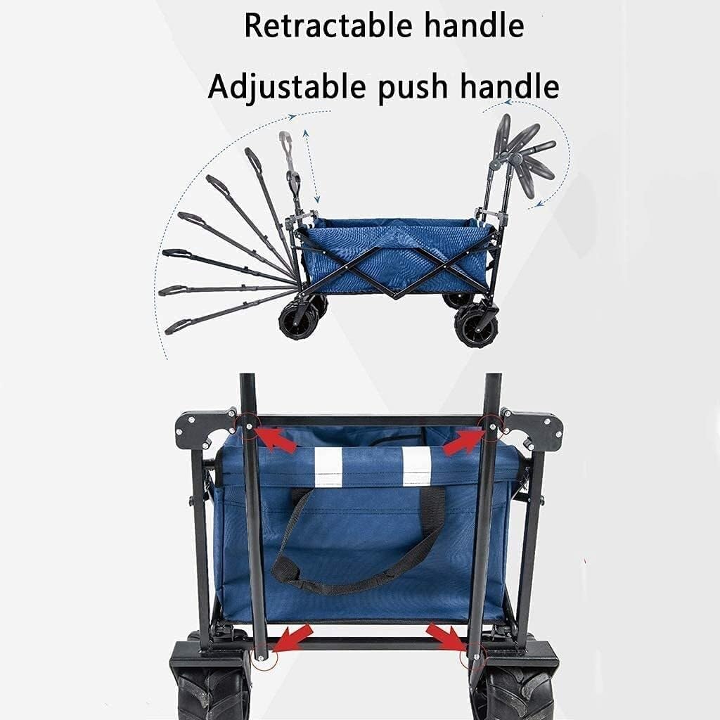 Outdoor Folding Utility Wagon with Adjustable Handle, Large Capacity Garden Cart, Portable Camping Trolley 85kg Load(Style 5)