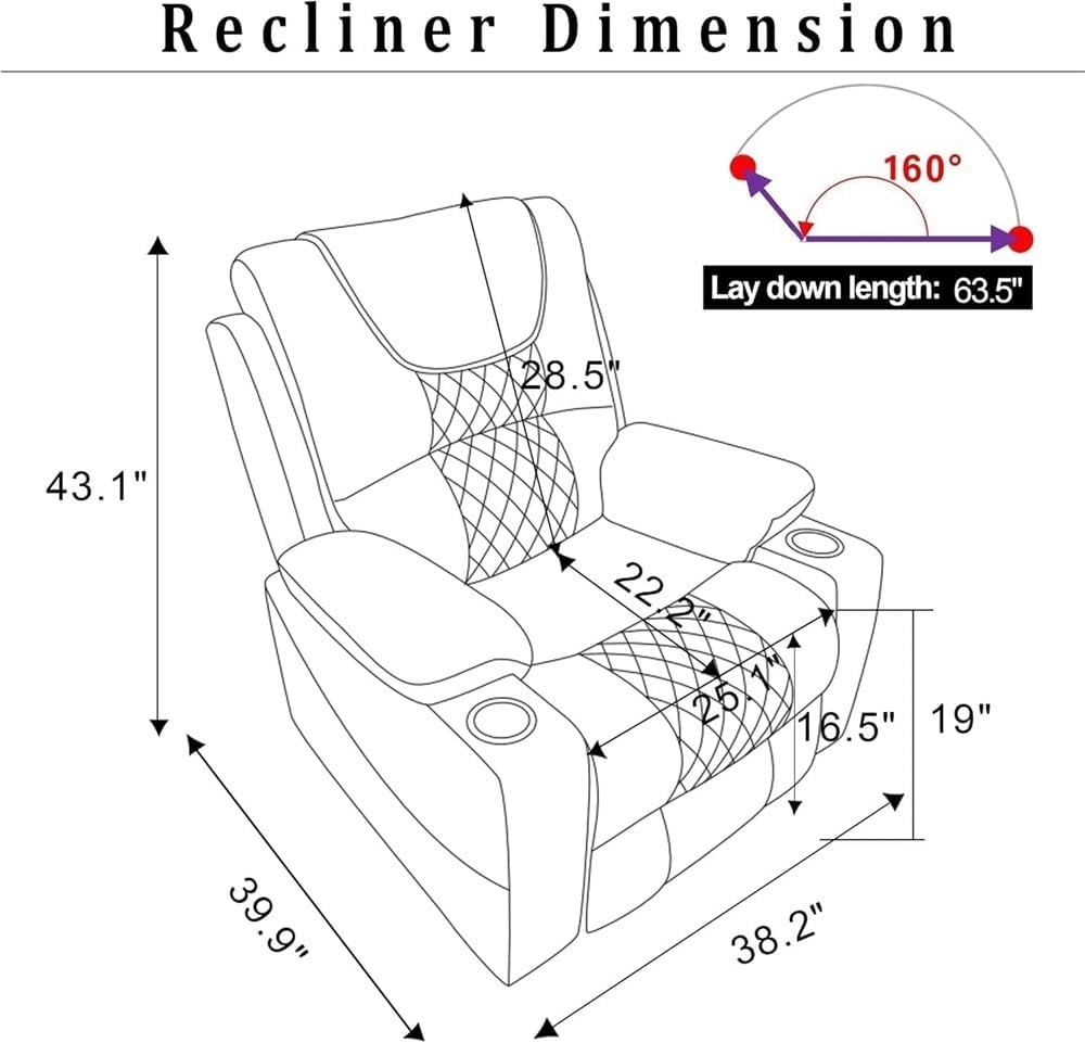 Power Lift Recliner with Heat & Massage – Big and Tall Oversized Sofa with Infinite Position Reclining, Cup Holders, USB Ports, Large Comfort Chair for Elderly & Home Theater