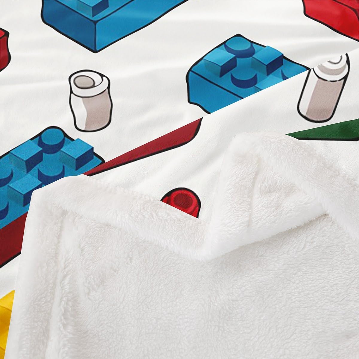 Feelyou Building Blocks Fleece Throw Blanket Baby 30"x40" Kids Toy Brick Plush Blanket for Boys Teens Gaming Games Sherpa Blanket Breathable Colorful Fuzzy Blanket Room Decor