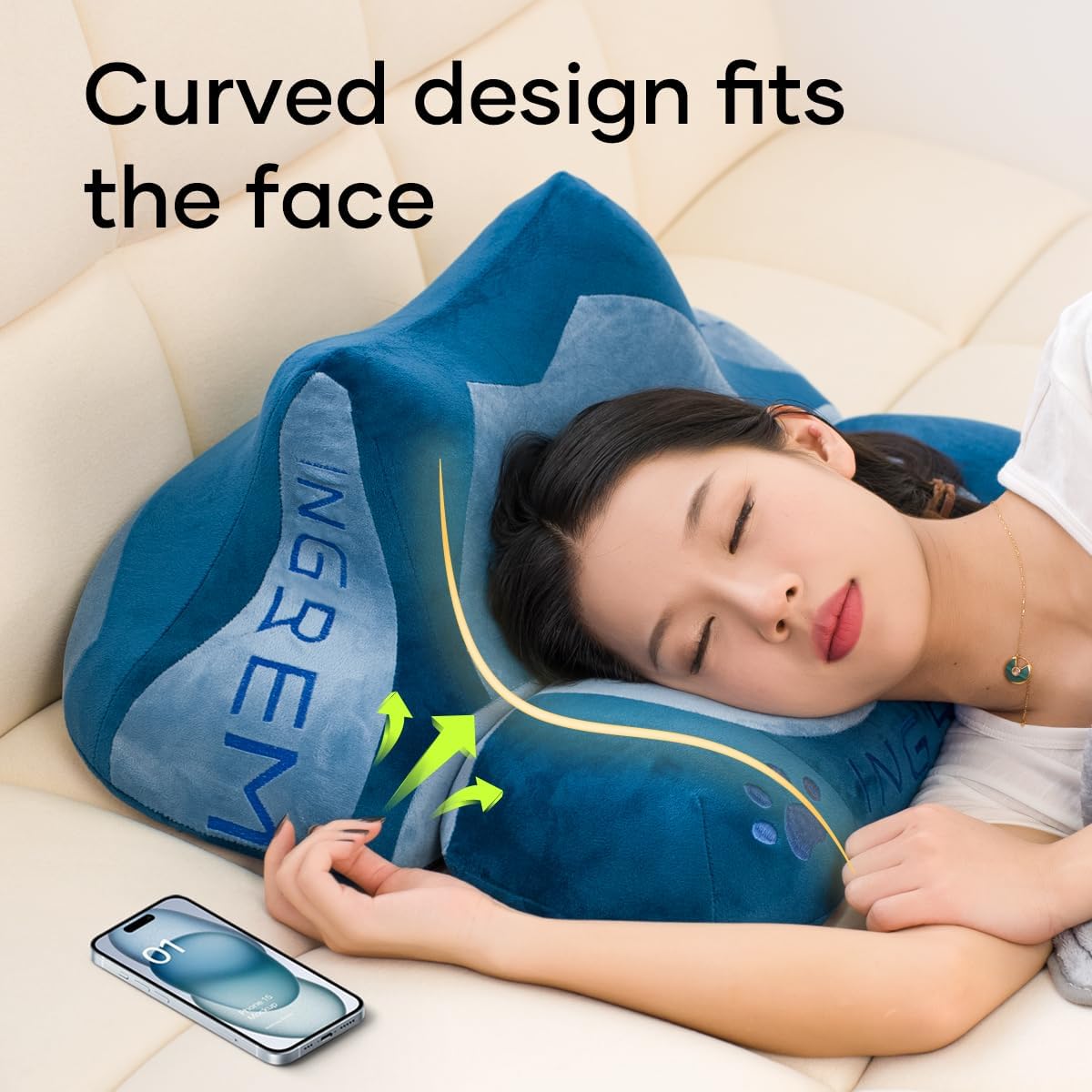 INGREM Multi Functional Memory Sponge Pillow, Relaxing Shoulders and Neck, Relieving Shoulder and Neck Fatigue, Ergonomically Designed, Suitable for Standing, Sitting, and Llying Down (Blue)