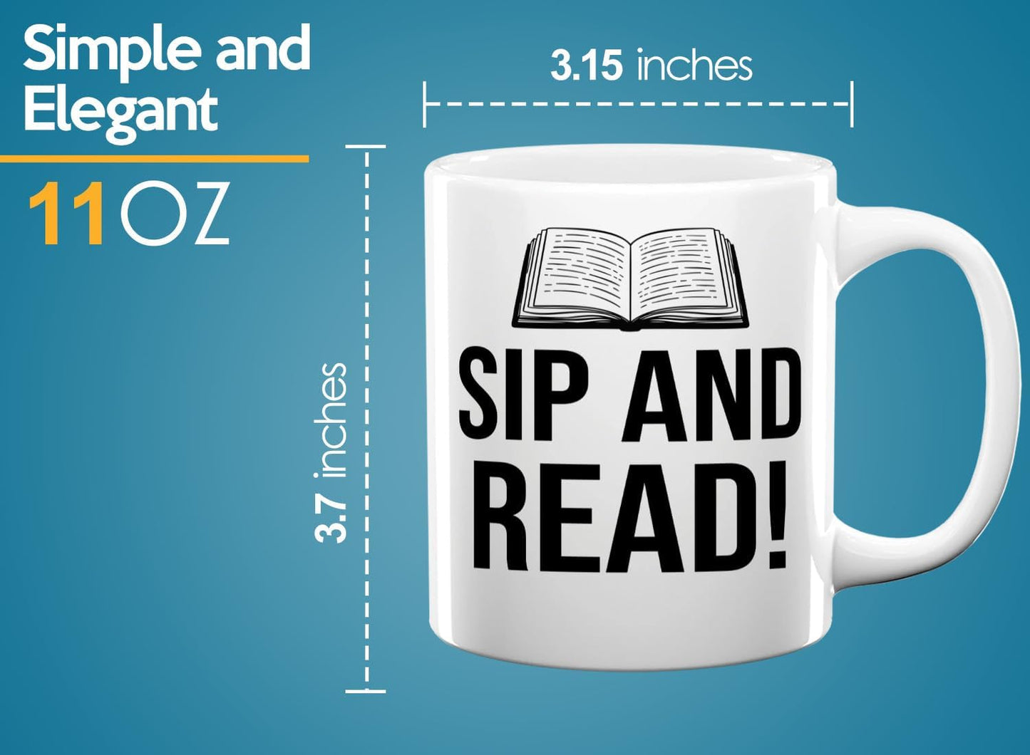 Book Lover Coffee Mug 11oz White -Sip and Read - Bookworm Literature Library Book Lover Reader Booked Editor Intellectual Studious