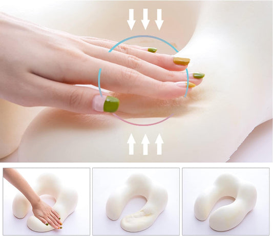 Travel Pillow - Neck Pillow for Traveling, Memory Foam Portable Support Pillow,Comfortable and Lightweight Quick Pack for Camping,Sleeping Rest Cushio (Pink)