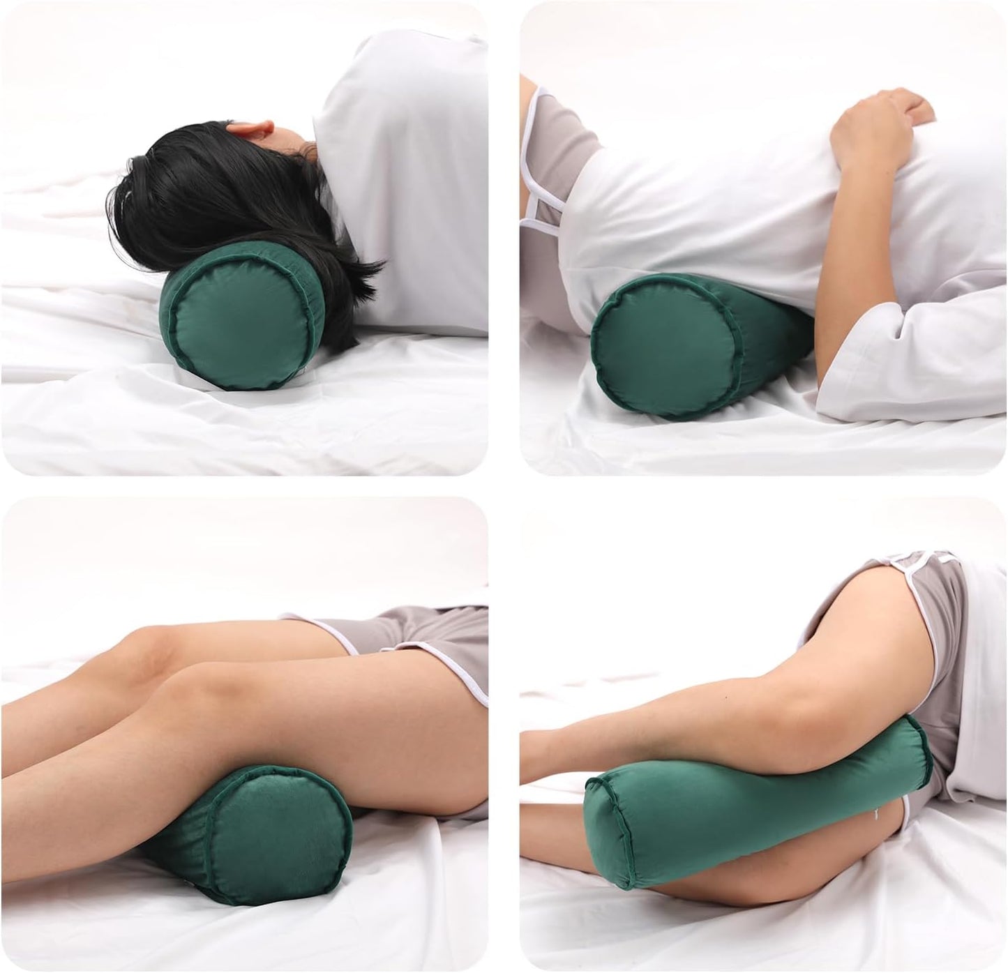 Roll Neck Pillow Velvet Round Bolster Pillow Cervical Support Pillows Neck Pain Relief Cylinder Pillows with Removable Washable Cover 16 x 6 Inch