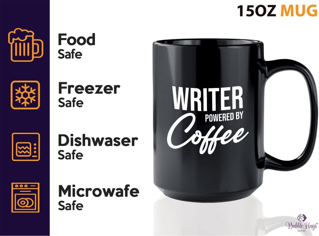 Writer Coffee Mug 15oz Black - Writer by coffee - Paper Butterfly Lid For Novelist Poet Columnist Encouragement journalist author book lover bookworm