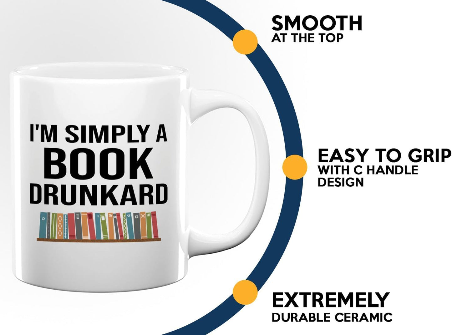 Book Lover Coffee Mug 11oz White -Book Drunkard - Gift For Poets Bookish People Bibliophile Librarian Book Club Reader