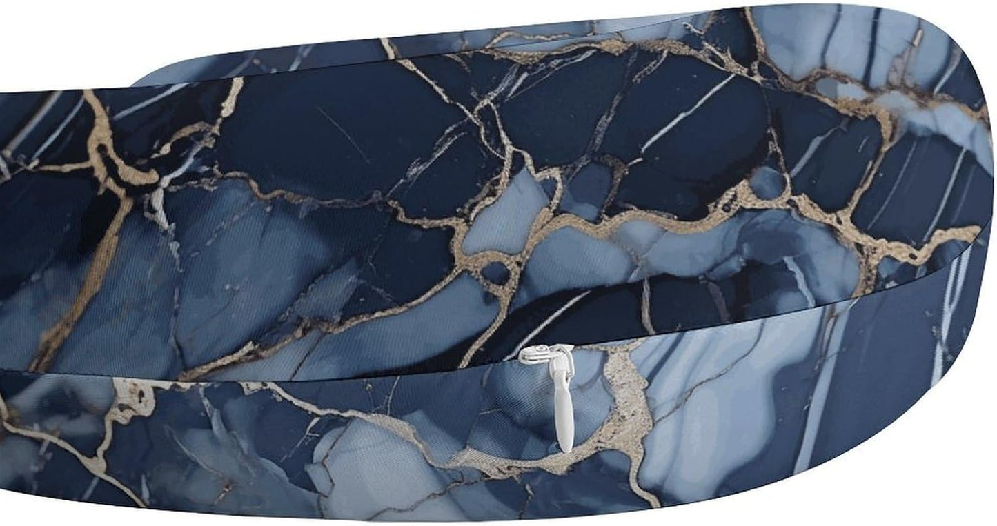 Marble Pattern Neck Pillow Memory Foam U Shaped Pillows Portable Pillows for Shoulder Travel Head Support Pillow with Concealed Zipper for Airplane Car Home Office