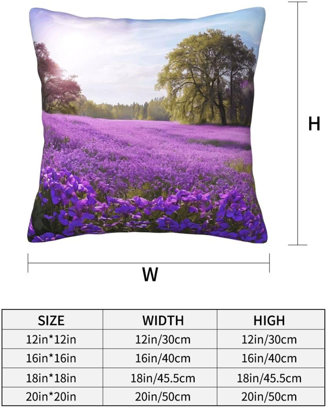 All-Season Square Pillow Covers 18"X18", Purple Lavender, Decorative Throw Pillow Covers for Sofa Bed Couch, Hidden Zipper Cushion Cover, Square Lumbar & Accent Pillowcases for Home Decor