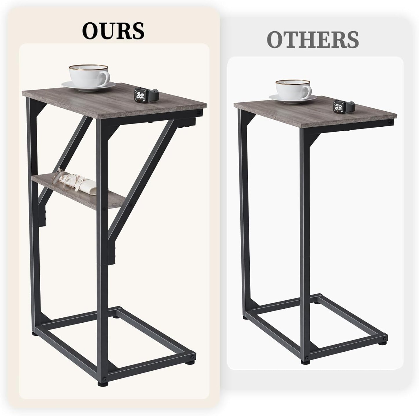 C-Shaped End Table, Small Couch Side Table, Sofa TV Tray Table for Living Room, Bedroom, Bedside ET-D-GYW1