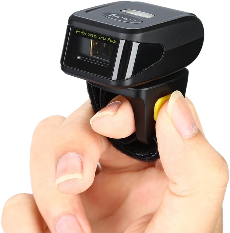 Eyoyo 1D Wireless Wearable Ring Finger Barcode Scanner, Bluetooth & 2.4G Wireless & USB Wired Connection, Portable Mini UPC ISBN Bar Code Reader Compatible with iPhone, iPad, Android, Tablet