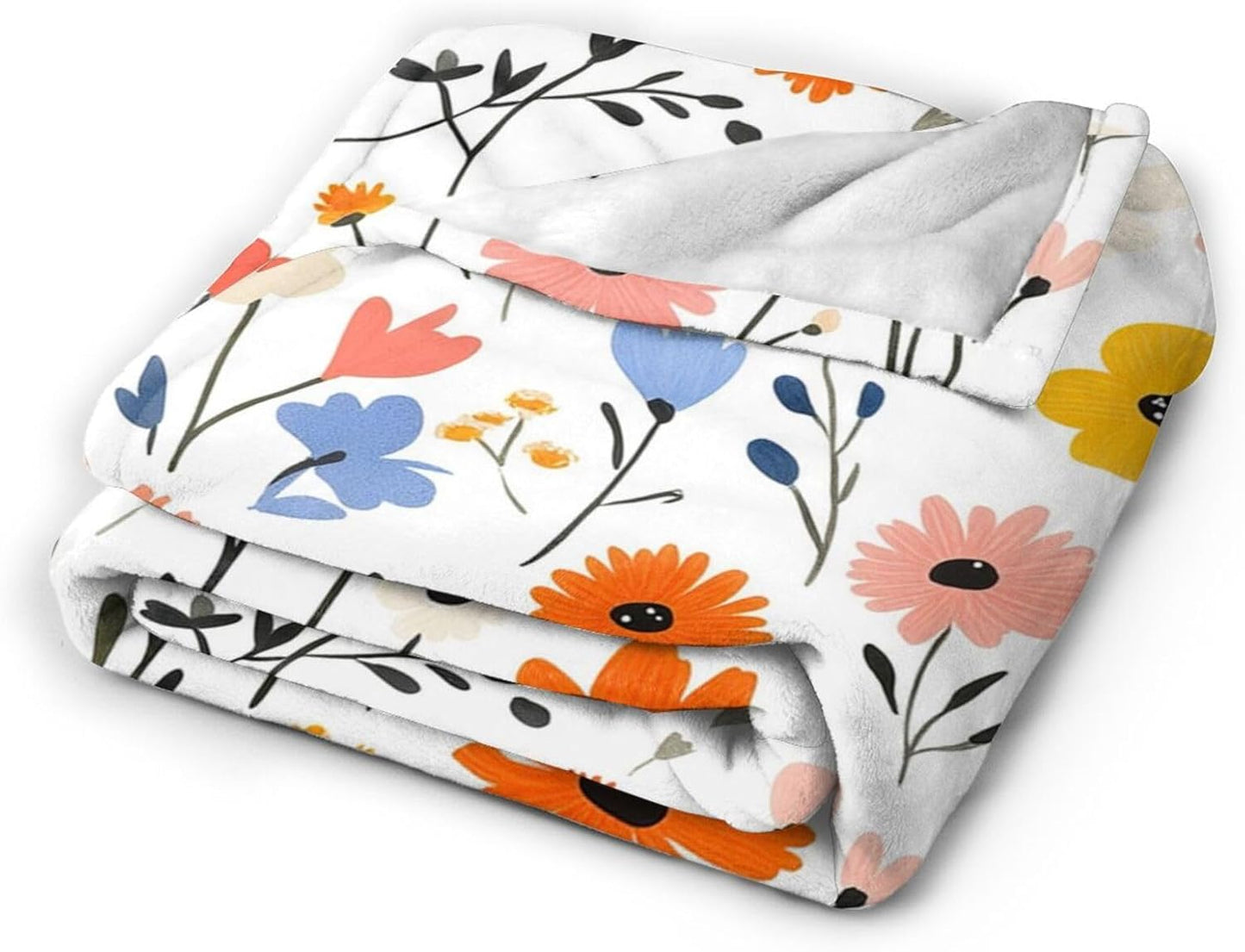 Wildflowers Floral Blanket for Women Girls Super Soft Cozy Fleece Flower Throw Blanket Plush Botanical Plant Bedding Decor Blanket Gifts for Boys Kids Men 40''X50''