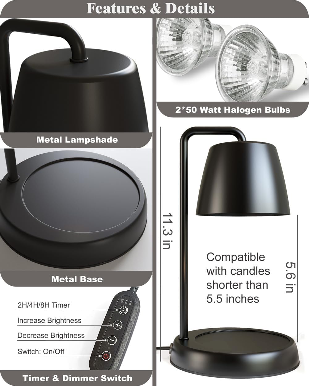Candle Warmer Lamp Black