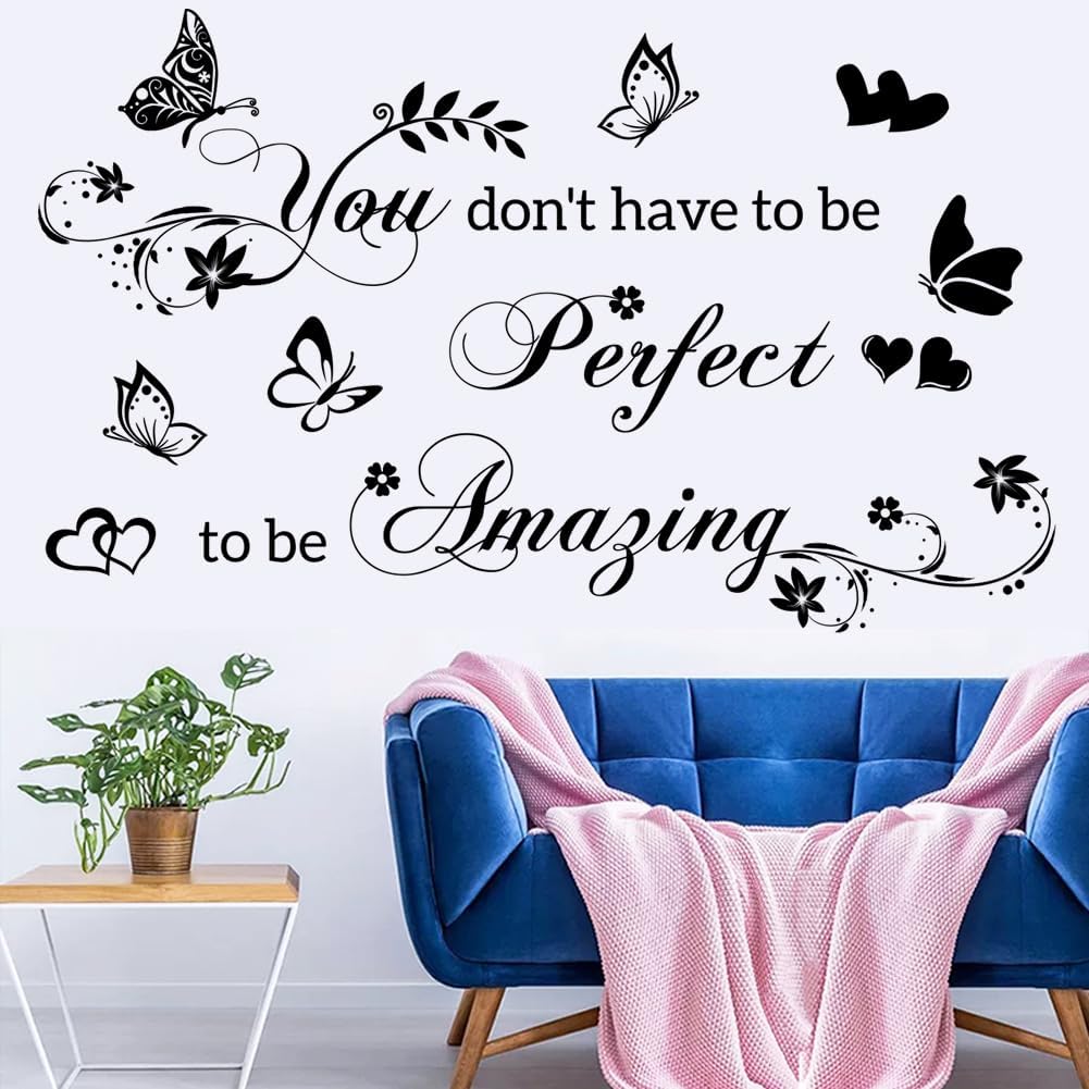 Wall Stickers for Bedroom Inspirational Quotes Wall Decals You Don't Have to Be Perfect to Be Amazing Decorations Wall Sticker for Living Room Wall Decal Hallway Wall Sticker Home Decor