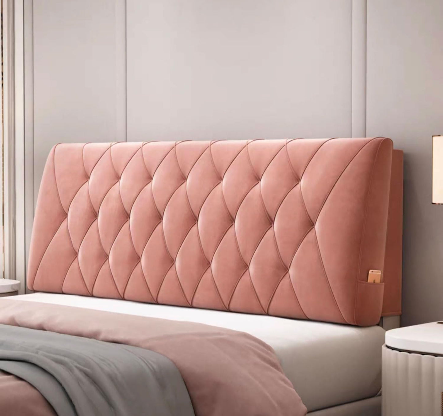 Headboard Cushion Reading Pillow Wall Mounted Headboard Upholstered Home Dorm Day Bed Backrest Wedge Bolster Neck Lumbar Support Cushion(Size:200cm/79in,Color:Pink1)