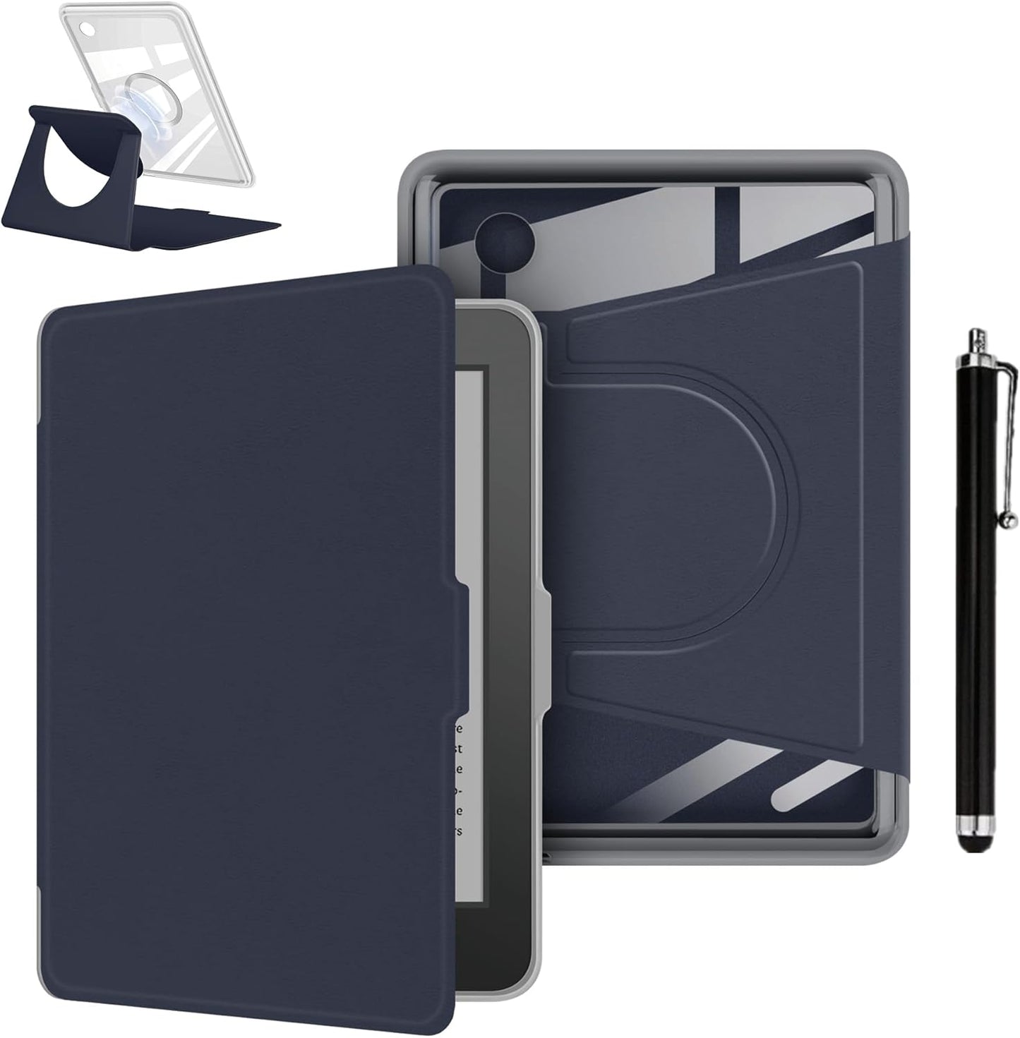 Rotating Protective Case for KOBO Clara 2E (6", 2022), 360° Rotation, Detachable Magnetic Cover, Adjustable Stand, Clear Back