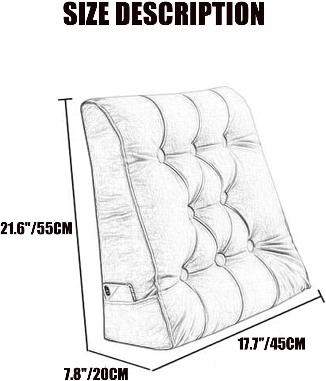 Solid Color Reading Backrest Cushion,Triangular Wedge Pillow Positioning Support,Bedside Headboard Wedge Reading Pillow(Size:17.7"/45cm,Color:Yellow)