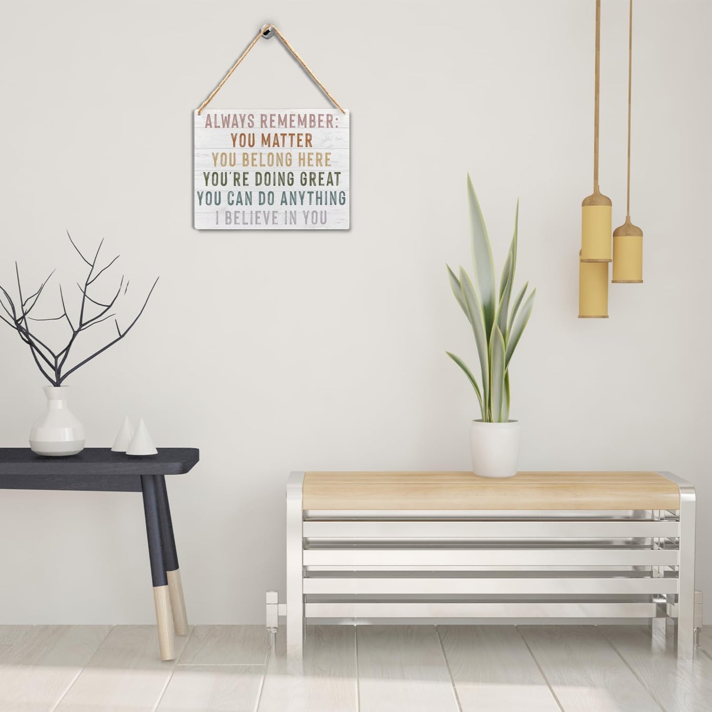 Inspirational Signs - Always Remember You Matter Hanging Wooden Plaque, Boho Classroom Decor, Inspirational Motivational Wall Art Decor, 10x8