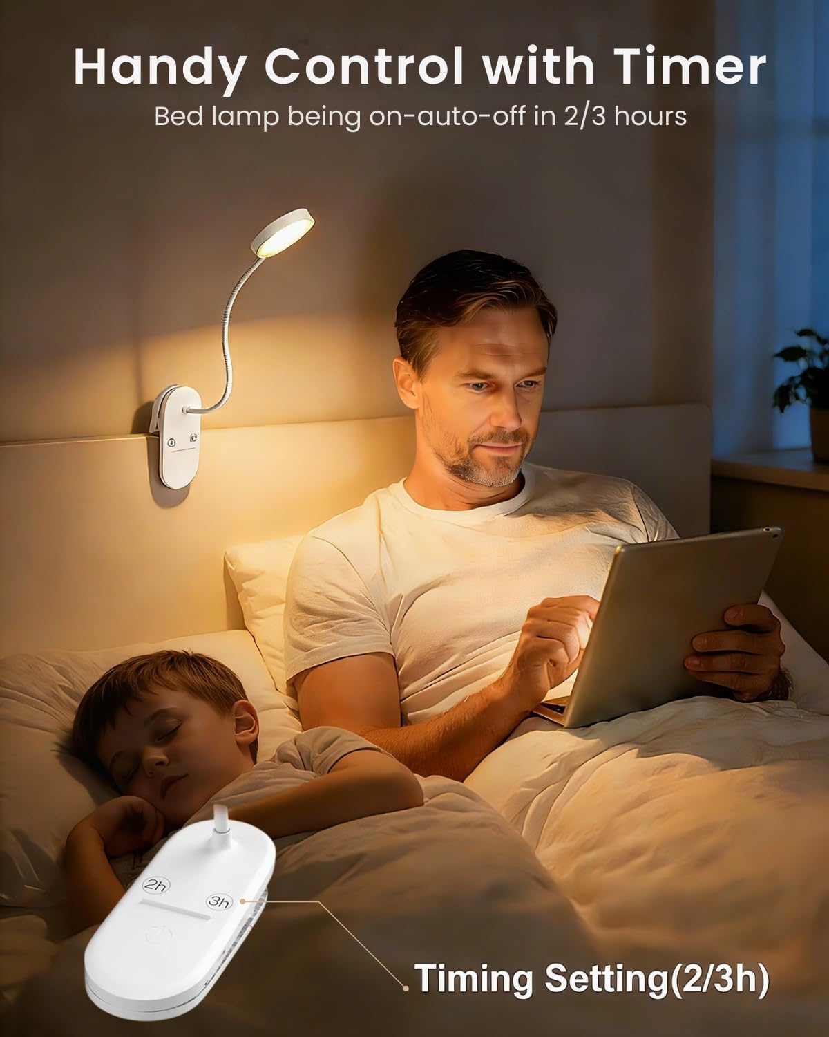 Red Light for Sleep Book Lights for Reading at Night, 630nm Eye Care Headboard Clip on Lamp, Rechargeable Bed Lights for Reading, Bendy Desk Clamp Light for Kid Adult, 2 Color