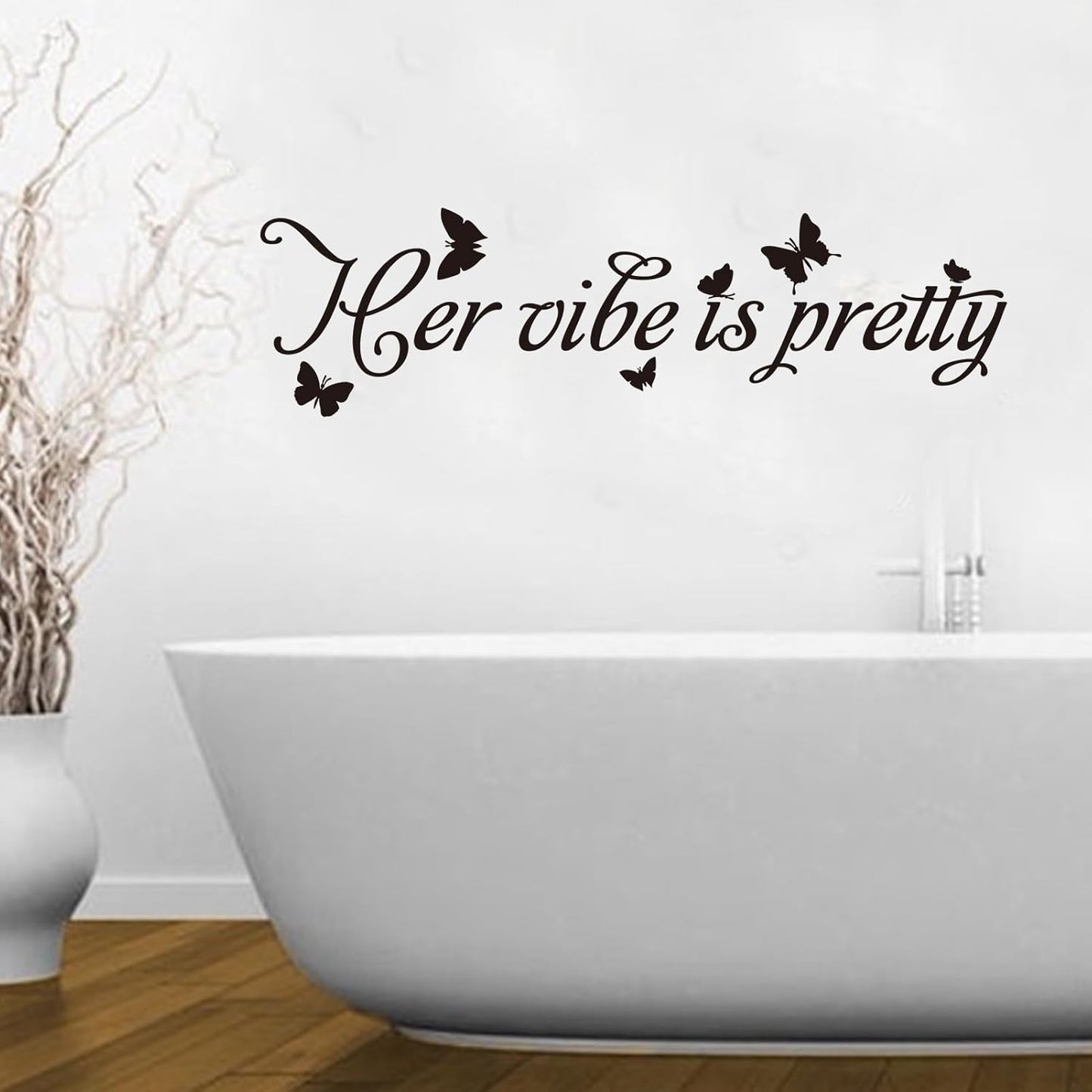 Women Quotes Wall Stickers for Bedroom: Inspirational Positive Vinyl Art Wall Decals for Home Living Room Bathroom - Her Vibe is Pretty 25" X 7"