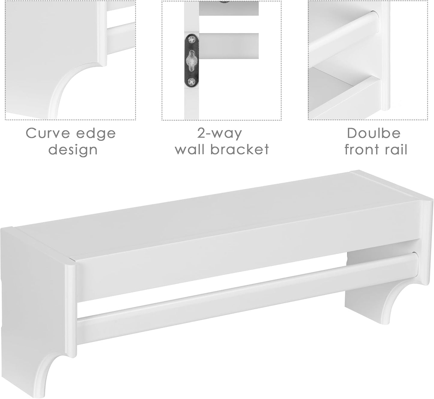UTEX Floating Nursery Book Shelves Set of 3, Baby Hanging Bookshelves for Wall Decor and Storage, Wall Mounted Book Shelf for Kids Room, Nursery, Playroom, Bedroom, 16.3 Inch, White, SS24-UTX-K065W