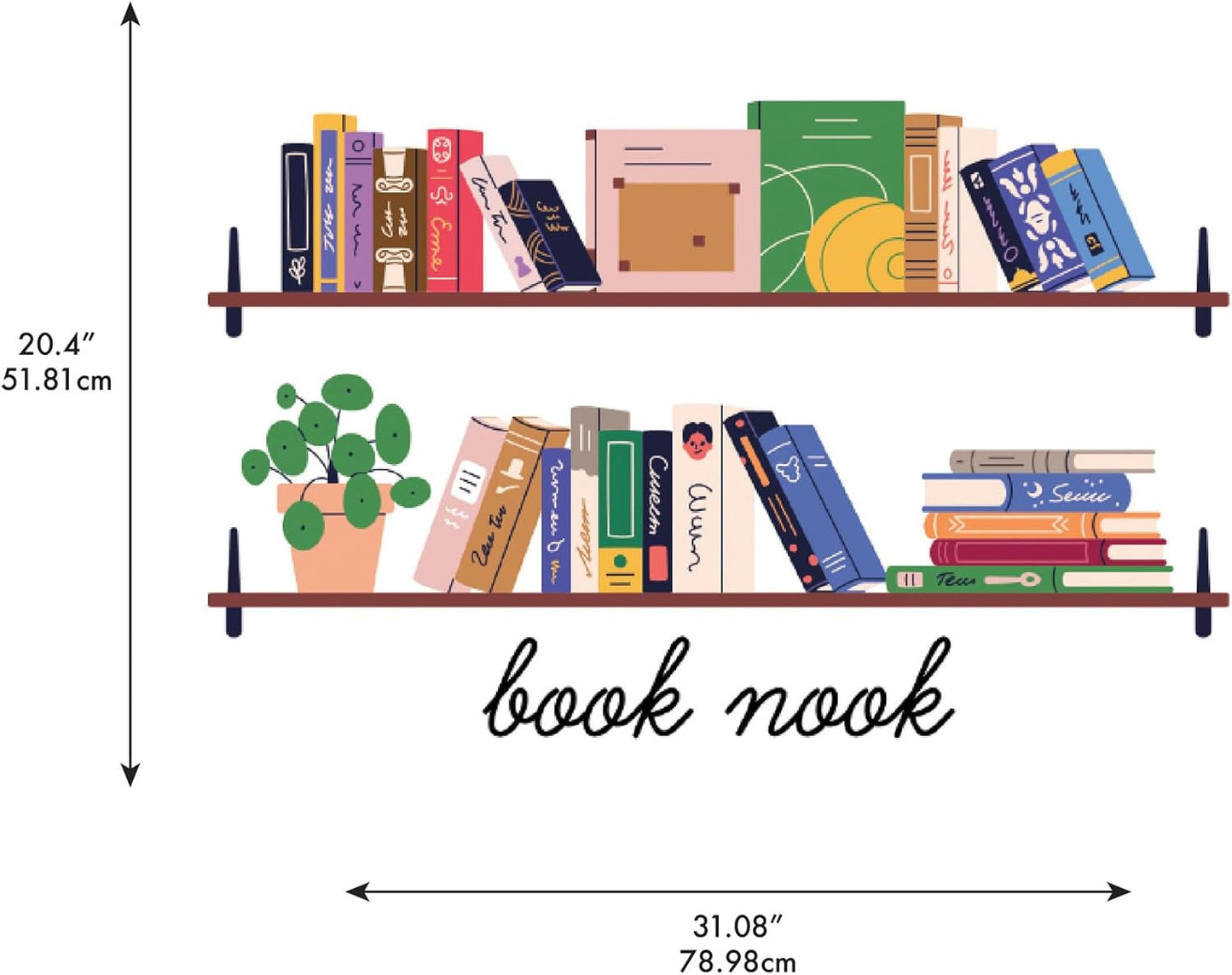 RoomMates Book Nook Shelf Multicolor Wall Decals, RMK5580GM