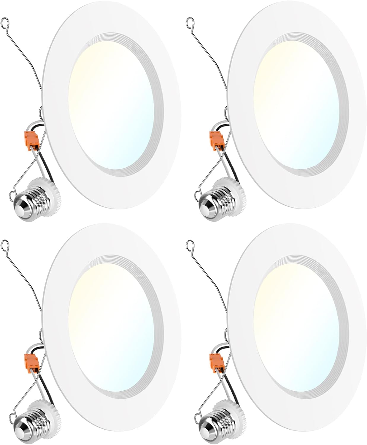 Sunco 6 Inch LED Recessed Light Retrofit, Can Lights for Ceiling, 1700 LM High Brightness, Selectable CCT 2700K/3000K/4000K/5000K/6000K, 17W=120W, Dimmable, Baffle Trim, Damp Rated UL 4 Pack.