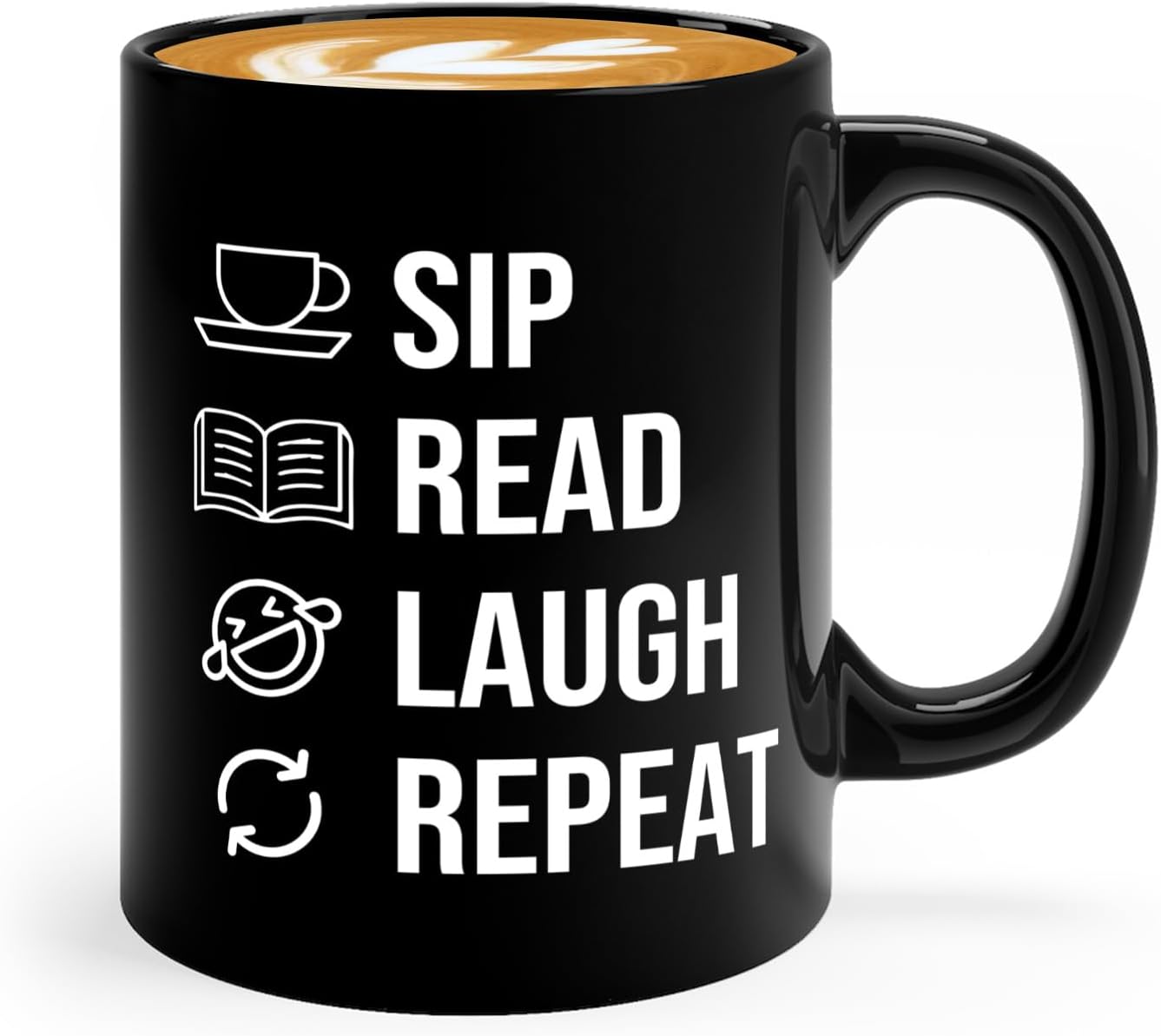 Book Lover Coffee Mug 11oz Black -SIP Read Laugh - Bookworm Literature Library Book Lover Reader Booked Editor Intellectual Studious