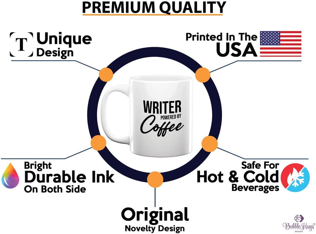 Writer Coffee Mug 11oz White - Writer by coffee - Paper Butterfly Lid For Novelist Poet Columnist Encouragement journalist author book lover bookworm