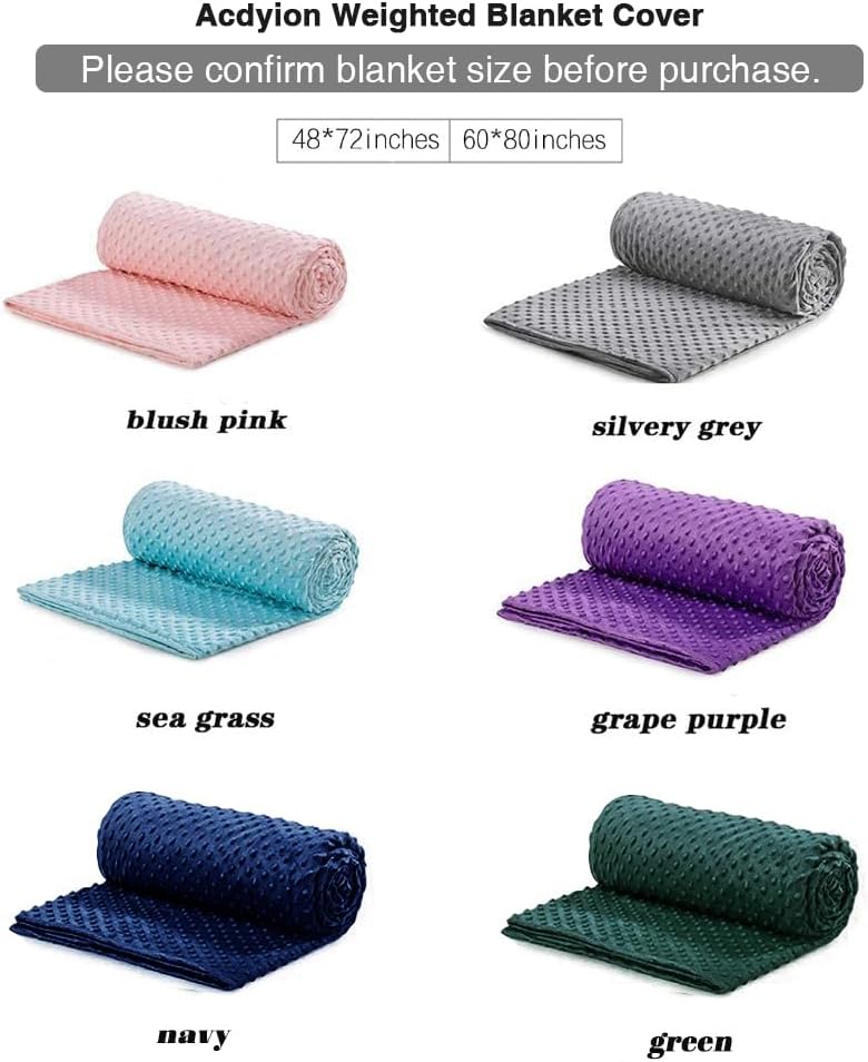 Acdyion Weighted Blanket Cover 48x72, Grey Minky Dot & Fleece Removable Duvet Cover with 12 Ties, Washable Fabric for 48x72 Weighted Blankets, Soft Minky and Cozy Fleece Dual-Sided Cover