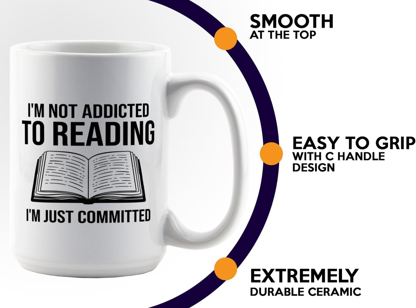 Book Lover Coffee Mug 15oz White -Im not addicted - Bookworm Literature Library Book Lover Reader Booked Editor Intellectual Studious