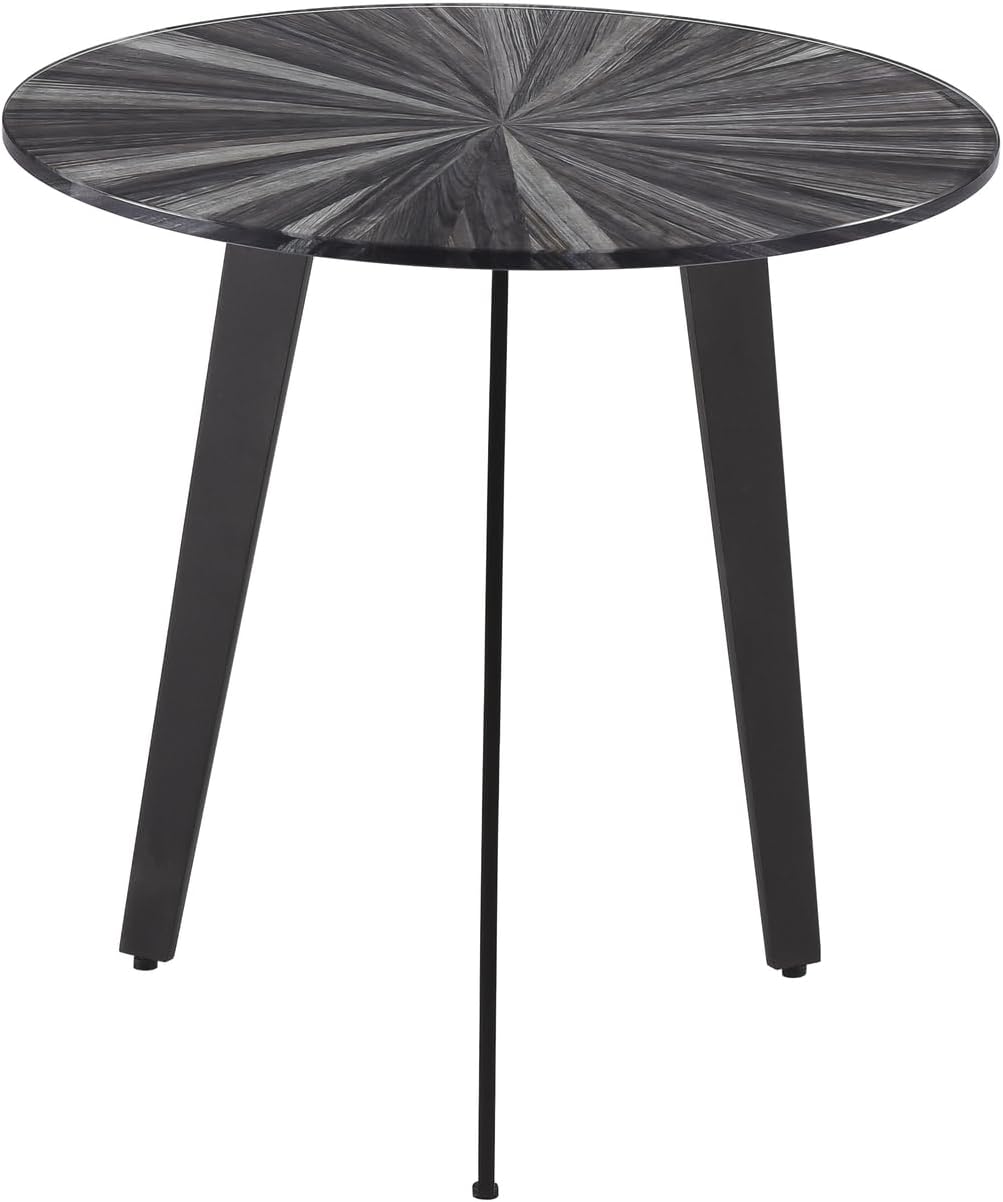 Nina Mid-Century 18.5 in. Round Gray Coffee Table with Tempered Glass Top