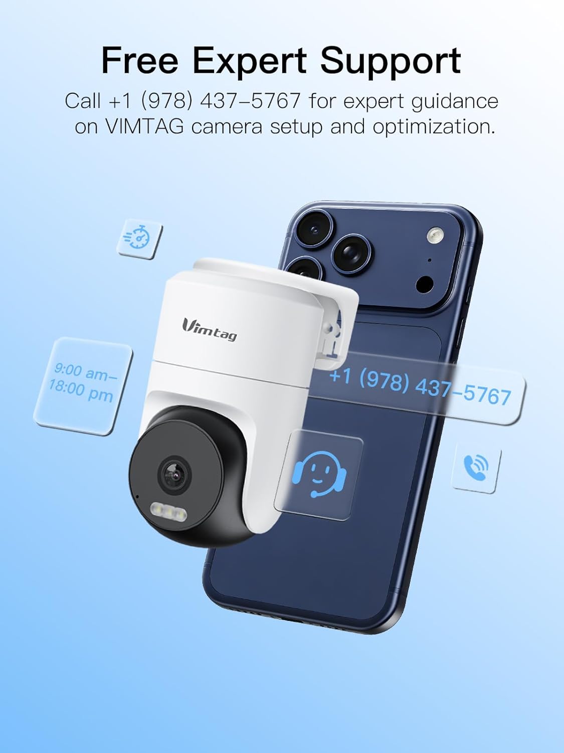 VIMTAG Pan/Tilt Outdoor Security Camera, 2.5K 4MP WiFi Home CCTV Camera, 360° View & Motion Tracking, Color Night Vision, 2-Way Audio, AI Detection Alarm, IP66, Cloud & SD Card Storage, Works w/Alexa
