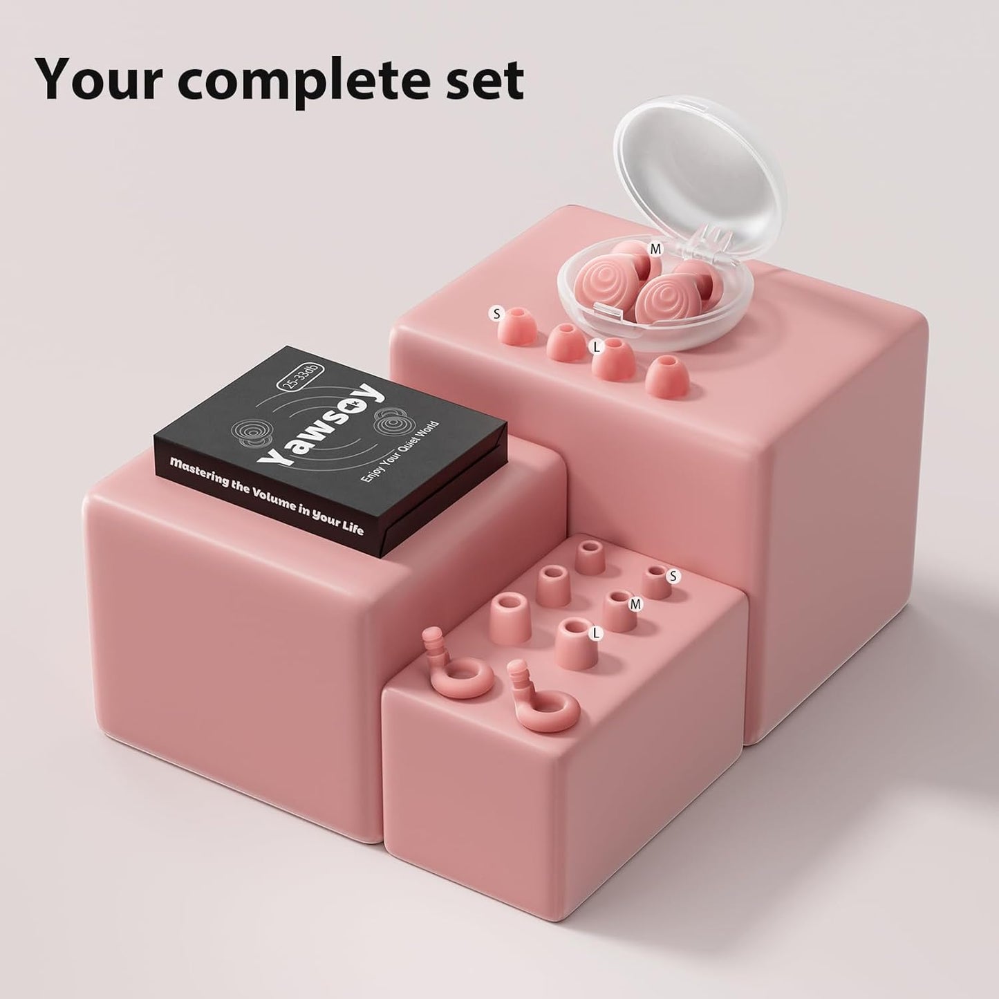 Ear Plugs for Sleeping Noise Cancelling, Reusable Soft Noise Reduction Earplugs for Sleep, Focus, Travel, Work, Motorcycle, Concert with 6 Silicone Ear Tips and 6 Foam Ear Tips - 25-35dB Pink