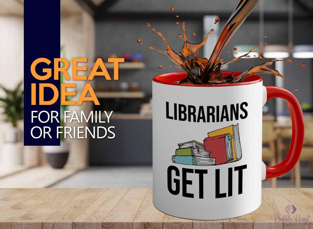 Book Lover 2Tone Red Mug 11oz - Librarians get lit - Gifts for Book Club Readers Book Nerd Librarians Book Worm Bookish
