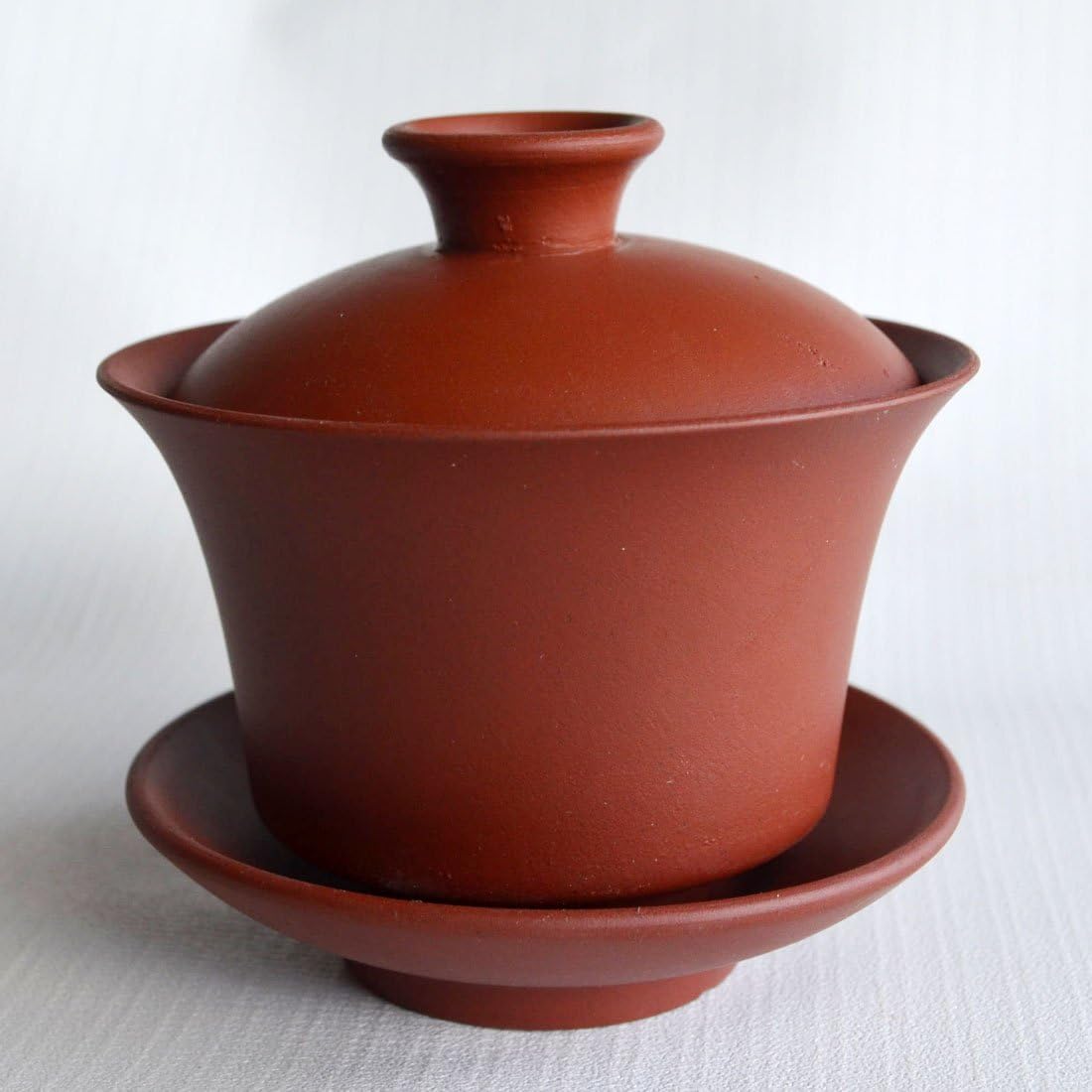 Gaiwan Teacup Kungfu Tea bowl Zisha Red Clay black 4oz/130ml Cup Sancai Saucers (Red)
