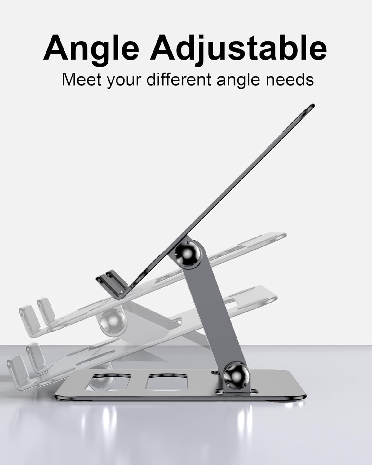 T-Ablet Stand for iPad, Adjustable Foldable Aluminium T-Ablet Stand Holder for Desk for T-Ablet (4.7-12.9 inch) Kindle and Foldable Phone Compatible with iPad Series,Galaxy Z Flip5, Silver Gray