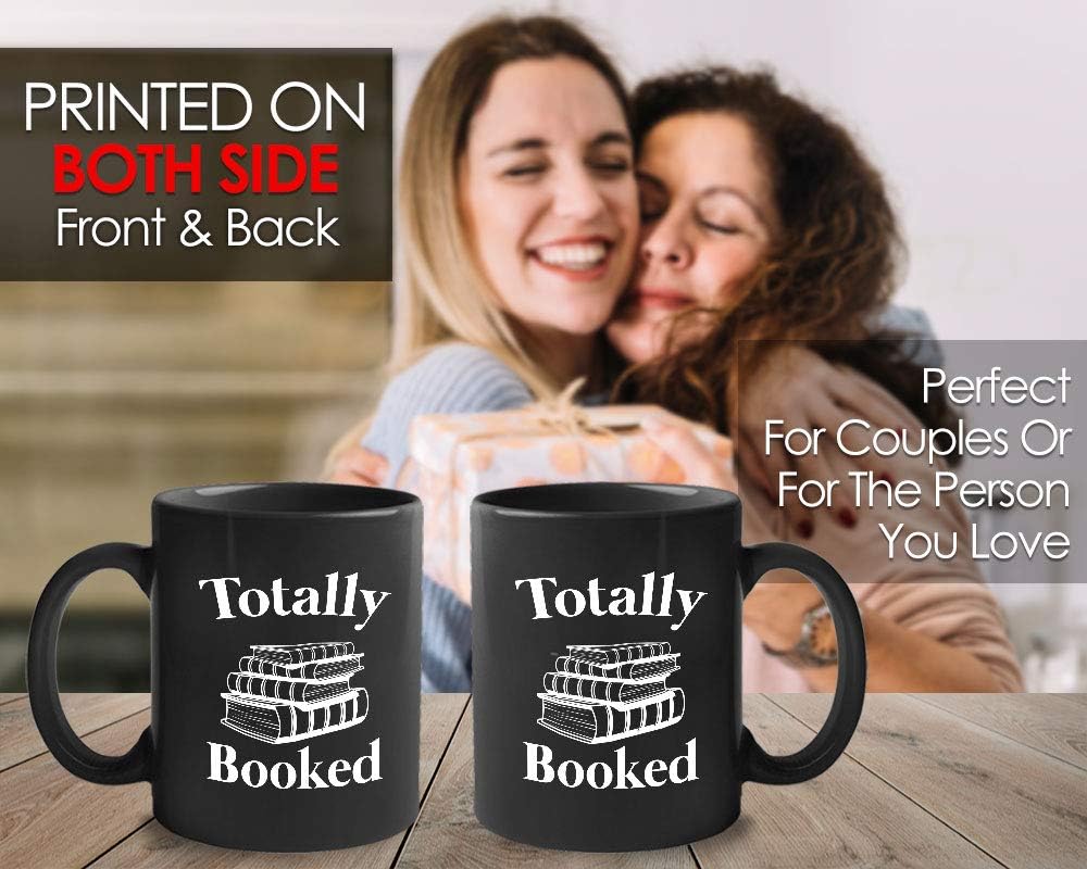 Bubble Hugs Book Lover Coffee Mug - Totally Booked - Bookworm Literature Library Novelist Writer Editor Reader Librarian Studious Bibliophile 11oz Black