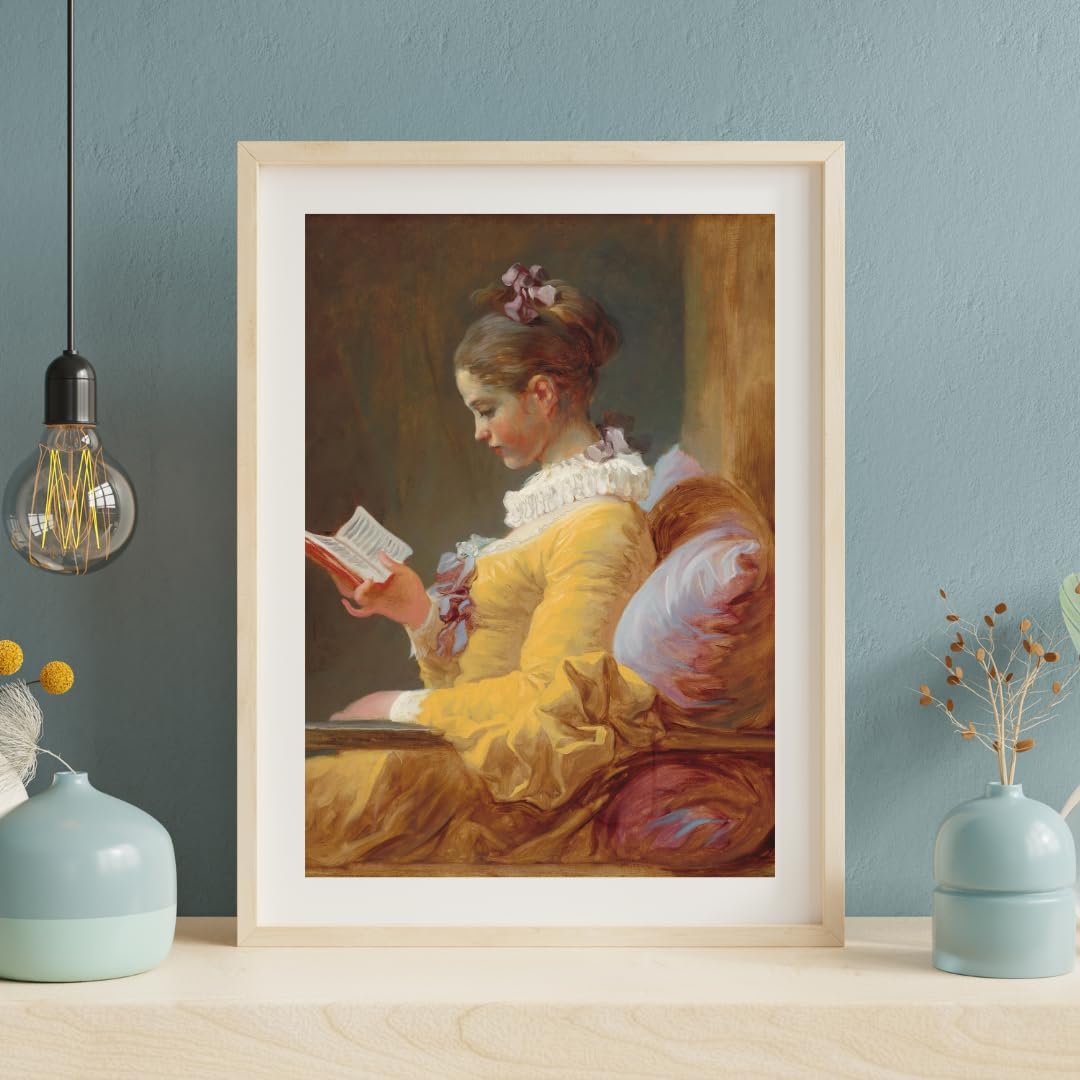 A Young Girl Reading Small Book The Reader 1770 Painting By Jean-Honoré Fragonard 8"X10" Image Size on CANVAS Fine Art Print Poster Shipped Rolled-up