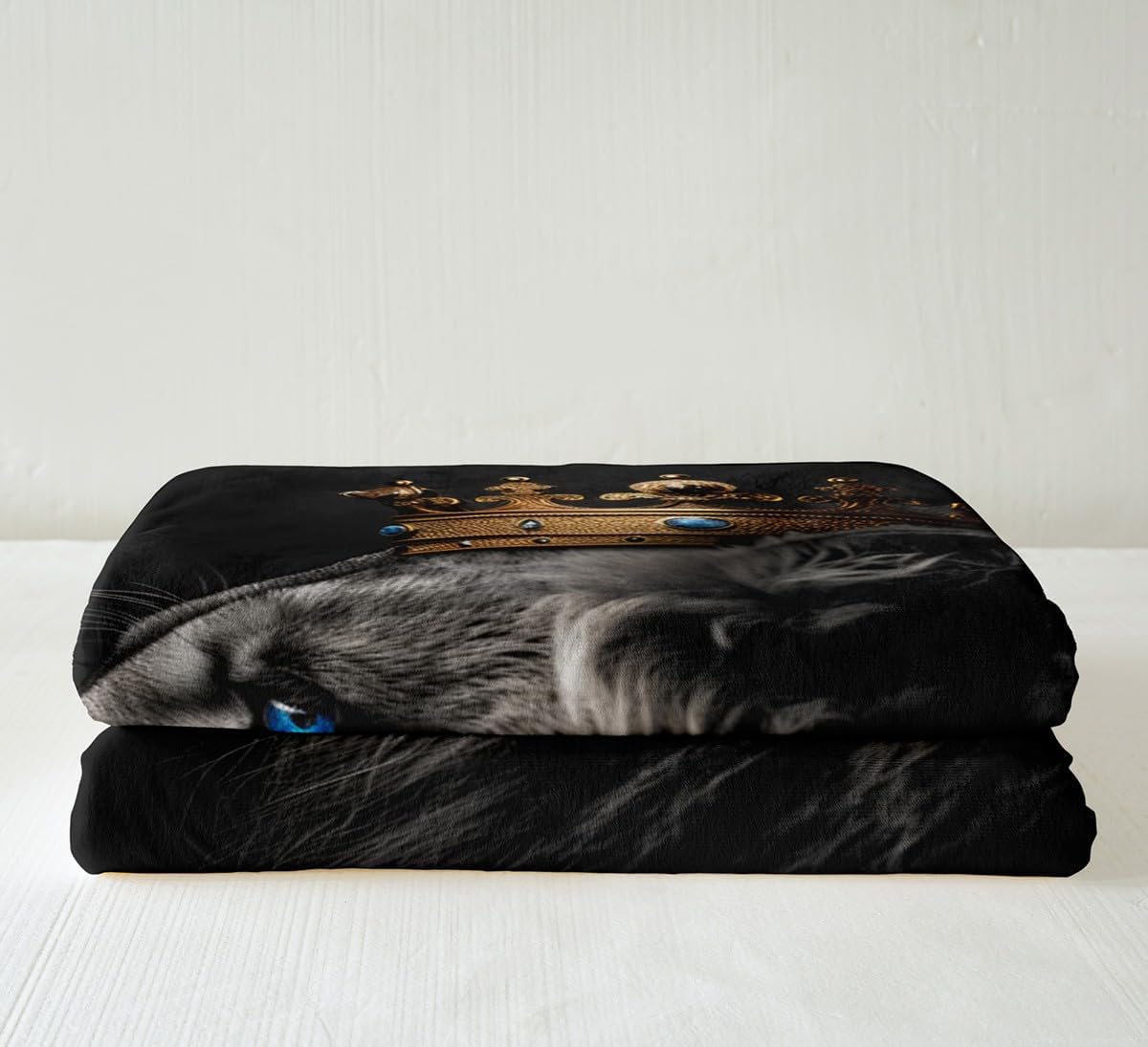 Feelyou Lion Sherpa Blanket Baby 30"x40" Boys Girls Gold King Crown Print Fleece Throw Blanket for Kids Safari Print Plush Blanket Wild Animal Black Fuzzy Blanket Room Decor