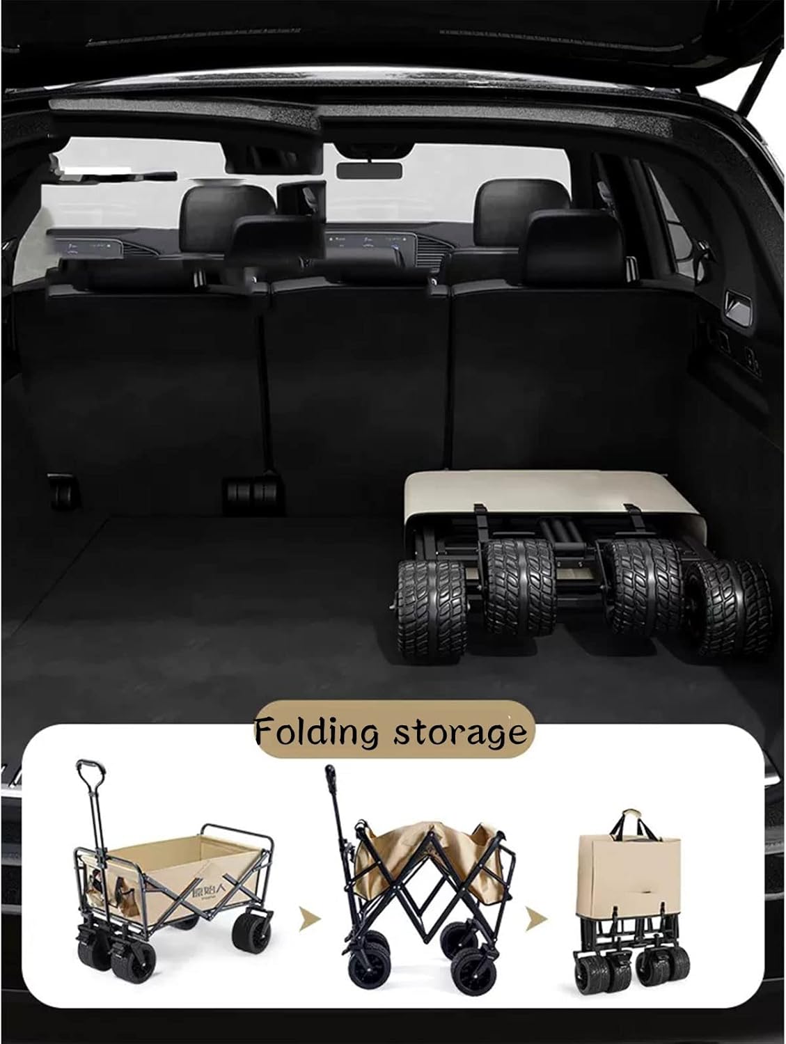 Portable Camping Cart,Camping Trolley Cart with Wheels, Folding Garden Beach Wagon Foldable Pull Along Trolley, with Removable Fabric for Picnic Transport Outdo
