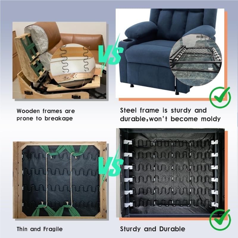 Power Reclining Sofa Chair with Heat and Massage Upholstered Heating Point Theater Seating Single Chairs with Side Pockets Sidetable for Home Furniture