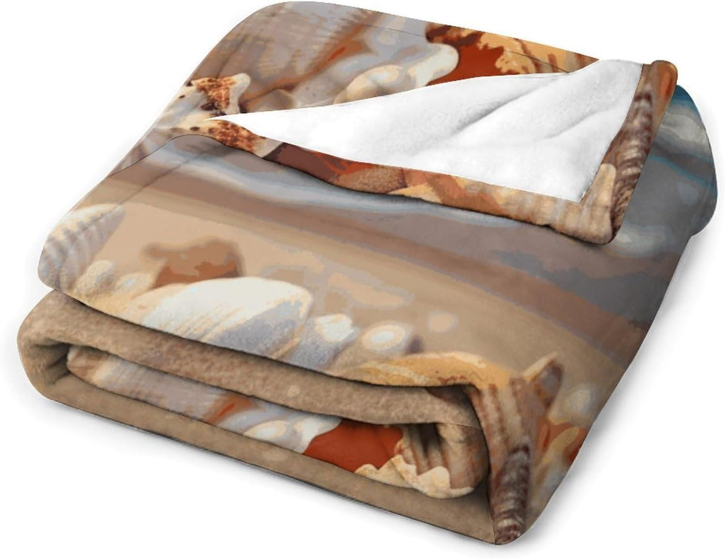 Seashells on The Sandy Beach Blanket Super Soft Lightweight Throw Blanket Cute Cozy Warm Bed Blanket Decorative Fuzzy Blanket All-Season Home Decor Gift for Sofa Couch Living Room 60"*80"（150*200cm）