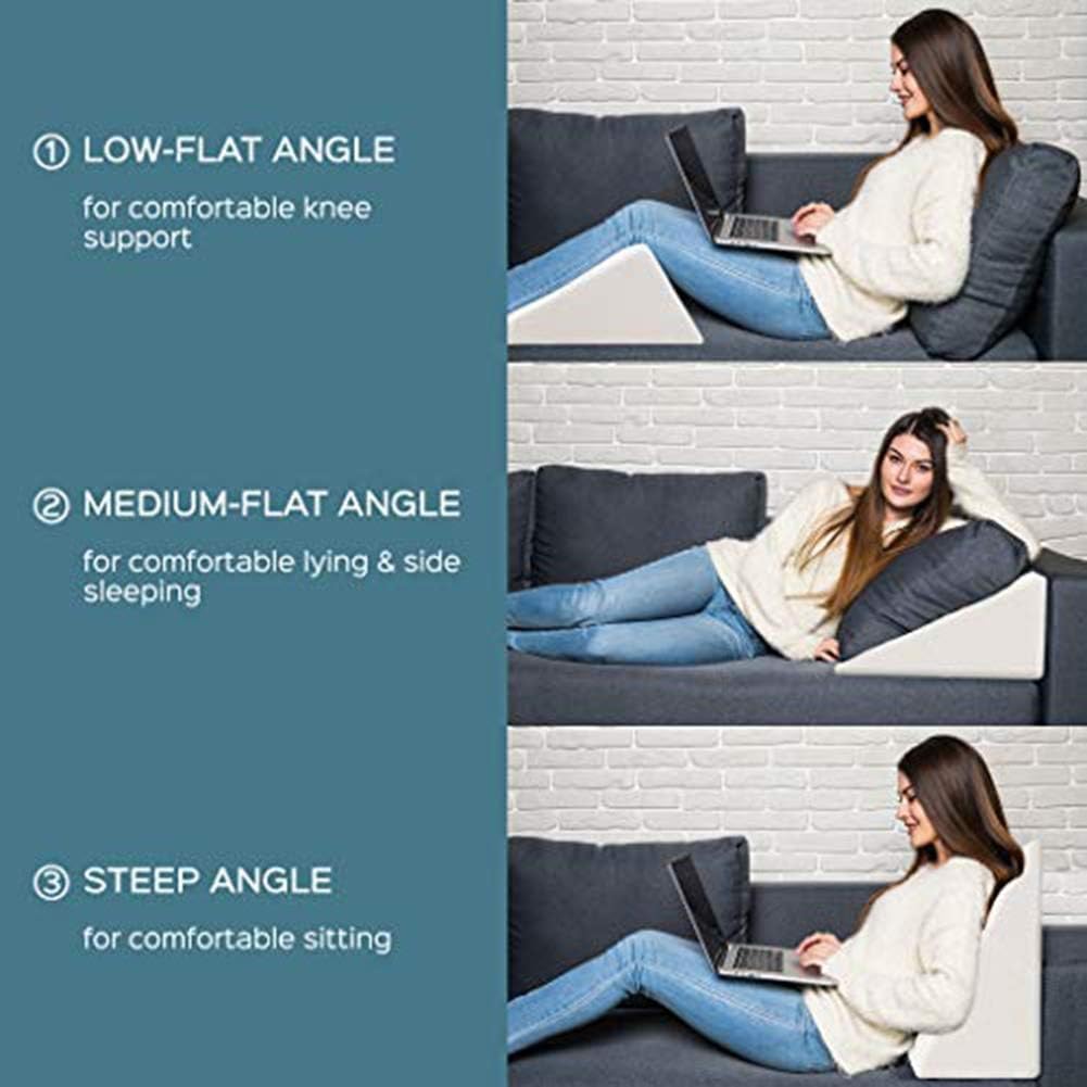 Bed Wedge Pillow Strengthening Sponge for Beds Nappies Daybeds Removable and Washable Cover Perfect for Sleeping Or Reading Leg Elevation Back Support 20 Colours (Yellow 50 x 45 x 20 cm)