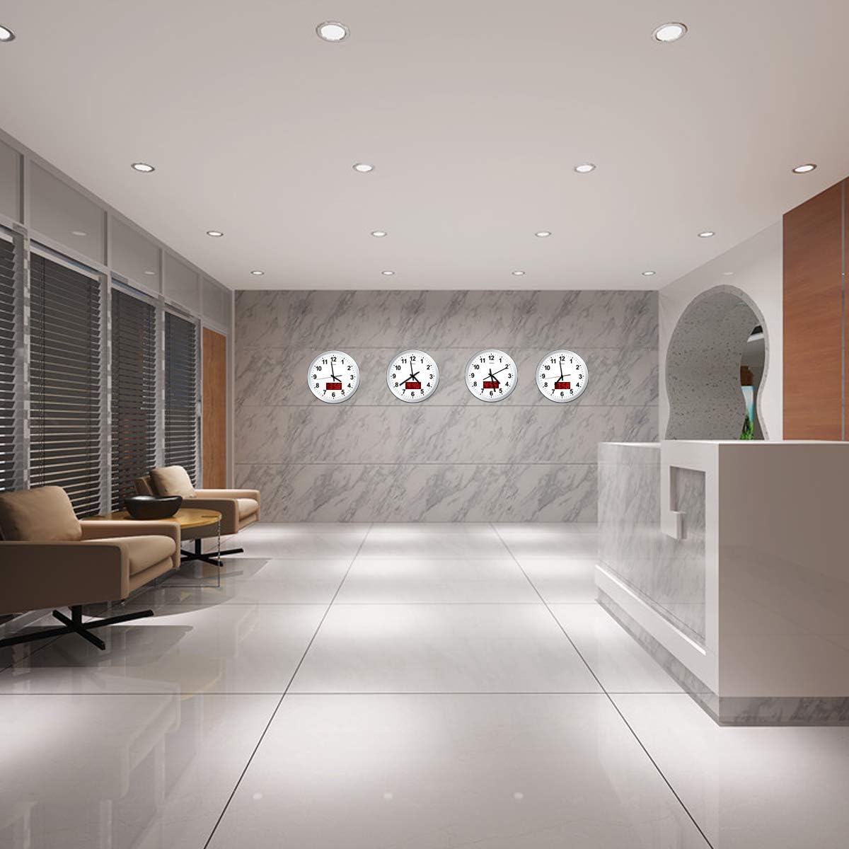 Wall Clock, 12" Metal Quartz LED Wall Clock, 1.4'' Light Sensor Auto Digital LED Time Display or Temperature, Adjustable Brightness, Battery Operated, Non Ticking Silent Quiet Sweep Second Hand