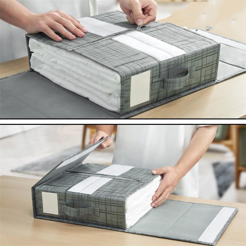 Underbed Storage Bag For Portable Foldable Quilt Wardrobe Clothes Box Organizer Large Capacity(D)